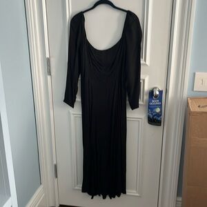 Square Neck Black Reformation Formal Midi Dress